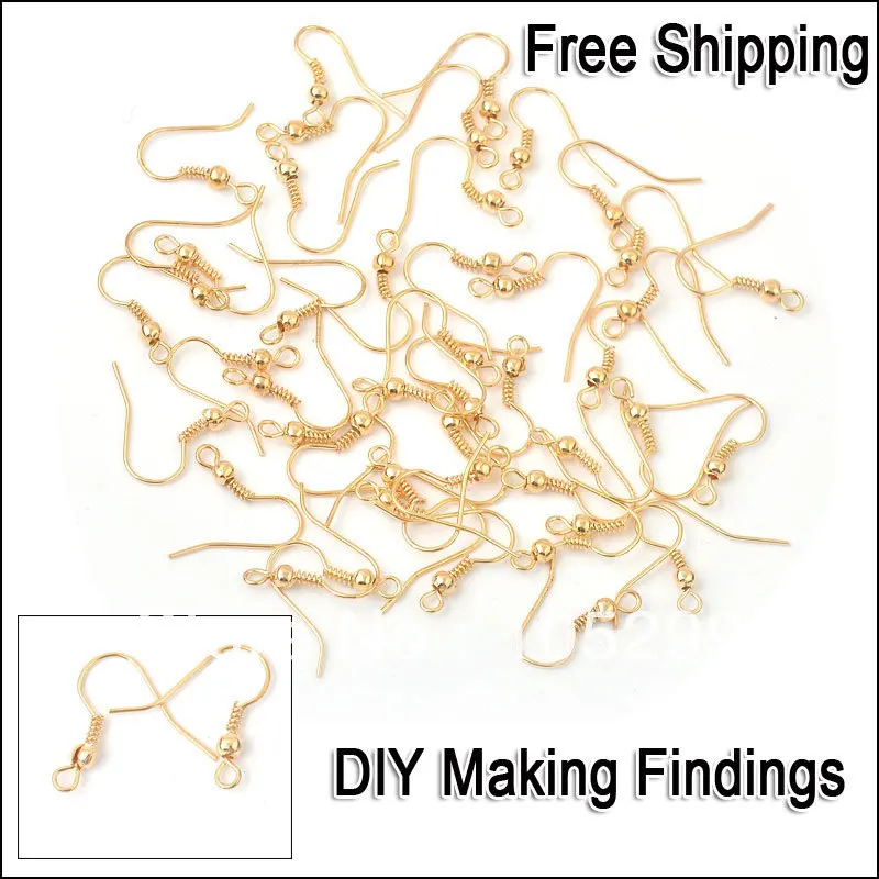 200PCSALotWholesaleMakingJewelryFindingsYellowGoldColorHookDIYJewelryDesignEar