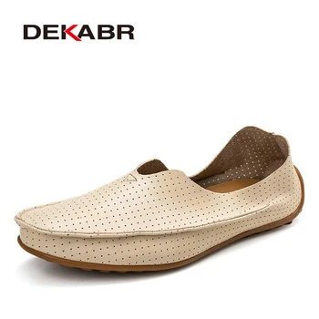 

DEKABR Hollow Out Breathable New 2020 Summer Split Leather High Quality Fashion Casual Shoes Men Lovers Couple Flat Loafer Shoes