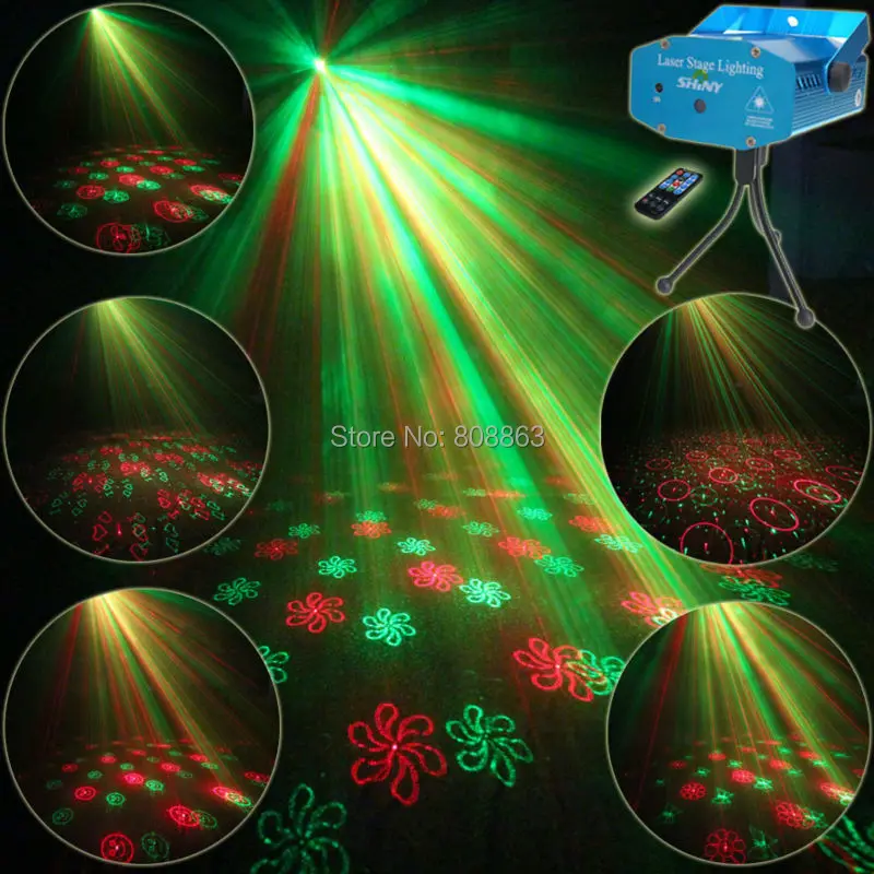 

New Mini Red Green Remote 20 Patterns Laser Projector Club Bar Coffee Shop Dance Disco Party Xmas DJ Effect Light + Tripod R20D2