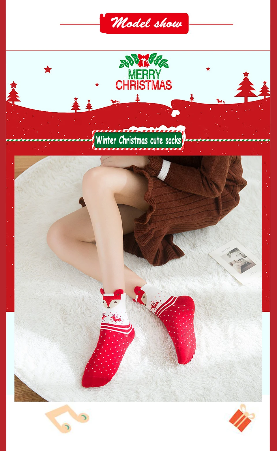 Harajuku Kawaii Girl Cartoon Funny Christmas Crazy Cute Magic Novelty Print Winter Female Cotton Personality Warm Soft Socks (6)