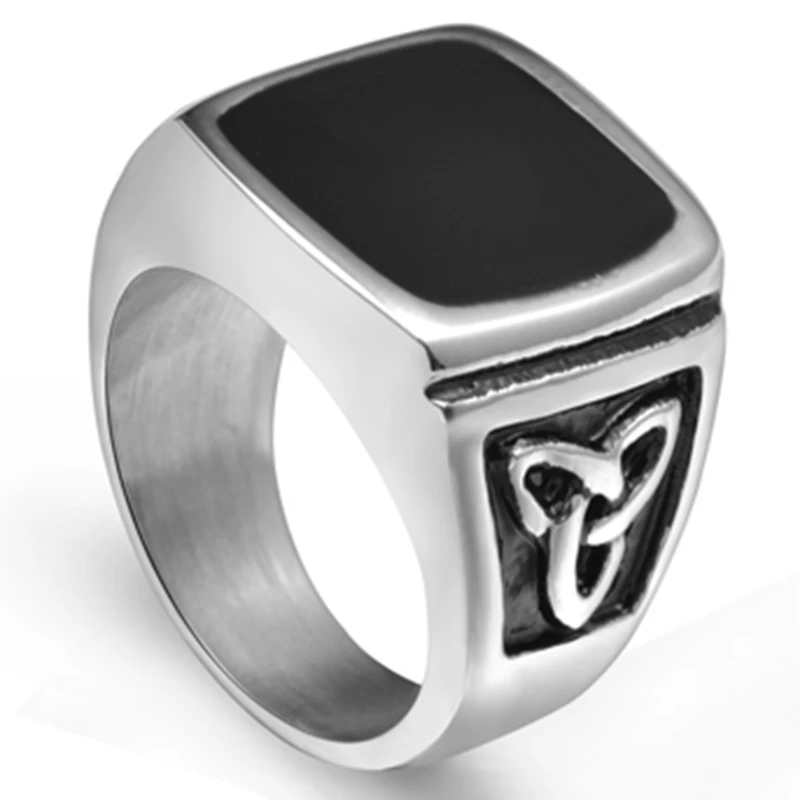 size 7 15 retro vintage stainless steel black onyx enamel irish twisted signet ring school - Biker Wedding Rings size 7 15 retro vintage stainless steel black onyx enamel irish twisted signet ring school - Biker Wedding Rings