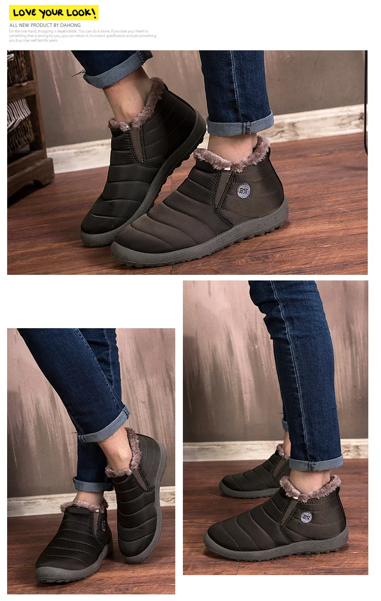 QIYHONG/размеры 37-48; теплые мужские зимние ботинки; плюшевые ботильоны; осенне-зимняя повседневная обувь на платформе