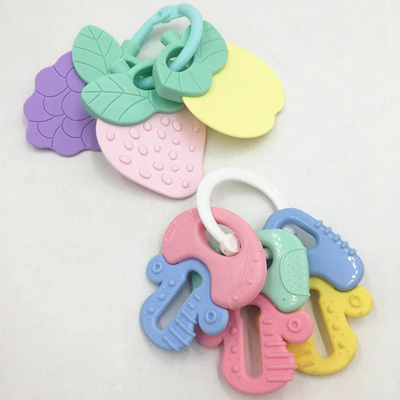 

Colorful Silicone Teethers Fruits Vegetables Baby Ring Teether Silicone Baby Teething Gift Toddler Toys