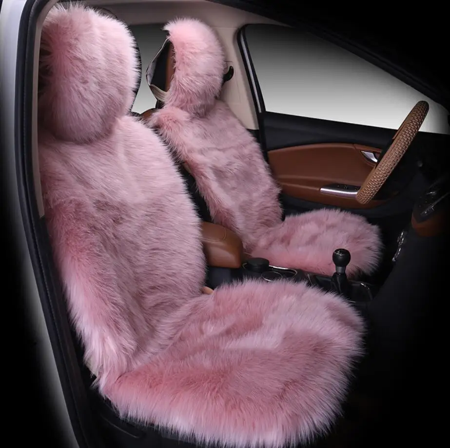 Natural Fur Sheepskin Car Seat Covers, Universal Wool Car Seat Cushion,Winter Warm Car Front Seat Cover SWSC02