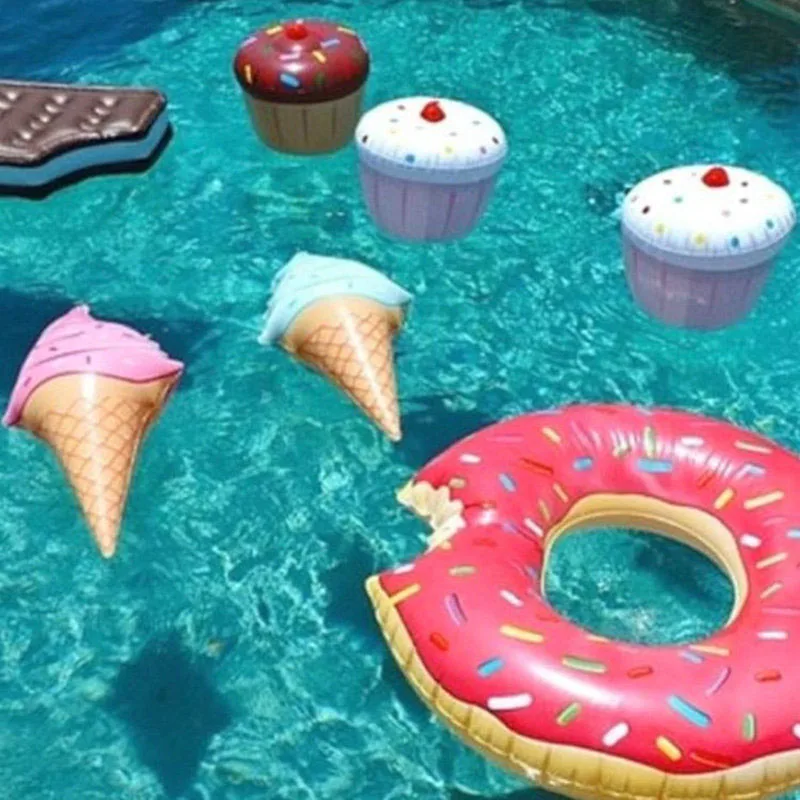 

Swim Ring Water Pool Fun Float Toys Inflatable Birthday Ice Cream Children Game Toy Party Decorations YA88