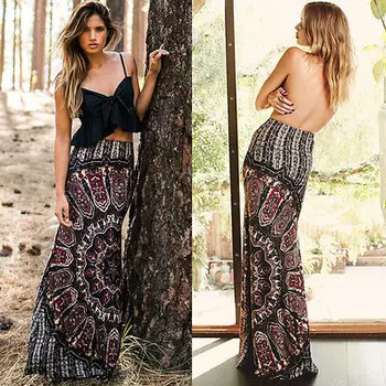 

New Women Women High Tails Summer Floral Boho Cocktail Evening Long Maxi Rock