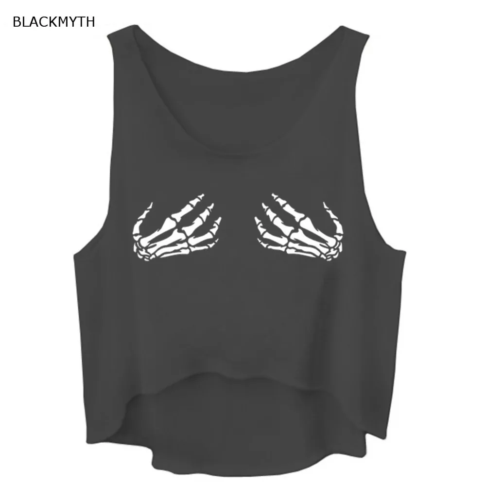 

BLACKMYTH New Summer Style Funny T Shirt Sleeveless Cotton Fashion Women Cropped Tanks Top Tees White Black