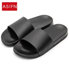 ASIFN Men Slippers Casual Black And White Shoes Non-slip Slides Bathroom Summer Sandals Soft Sole Flip Flops Man
