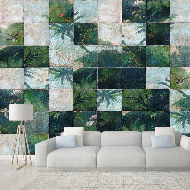 

Custom Mural Wallpaper Nordic Creative Personality Green Leaf 3D Living Room Kitchen Background Wall Paper Modern Wall Painting