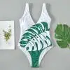 2019 ummer woman sexy leaf print bikini set one-piece beach swimsuit push up sexy seaside Brazilian beach swimming suit 40J4 (1) - 