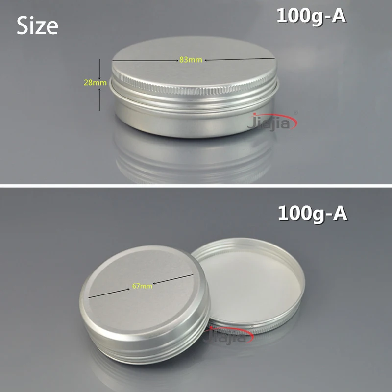 100g белый Алюминий бутылка баночка для косметического крема 100 ml Пустые воск Упаковка Контейнер для лекарств конфеты винт металлические бутылки