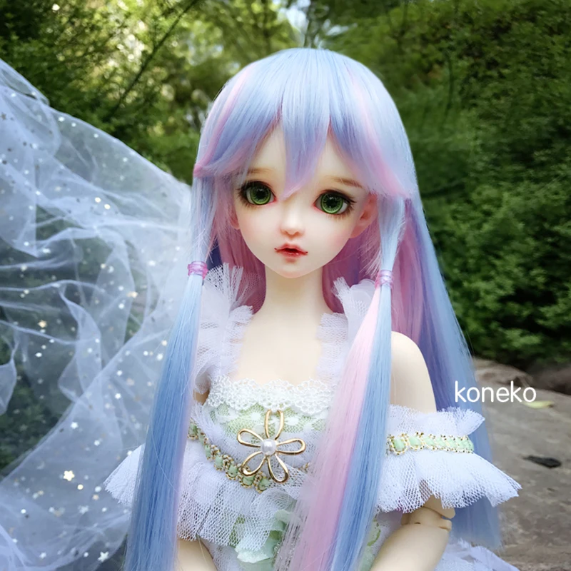 Allaosify BJD куклы парик 1/3 1/4 гигант детские длинные прямые волосы эльф ветра ice blue смешанный цвет