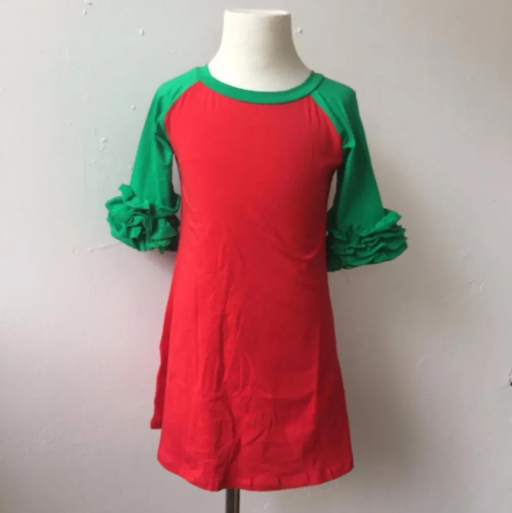 Toddler Girls Raglan Dress 3/4 Sleeve Organic T Shirt Dress Trendy Kids