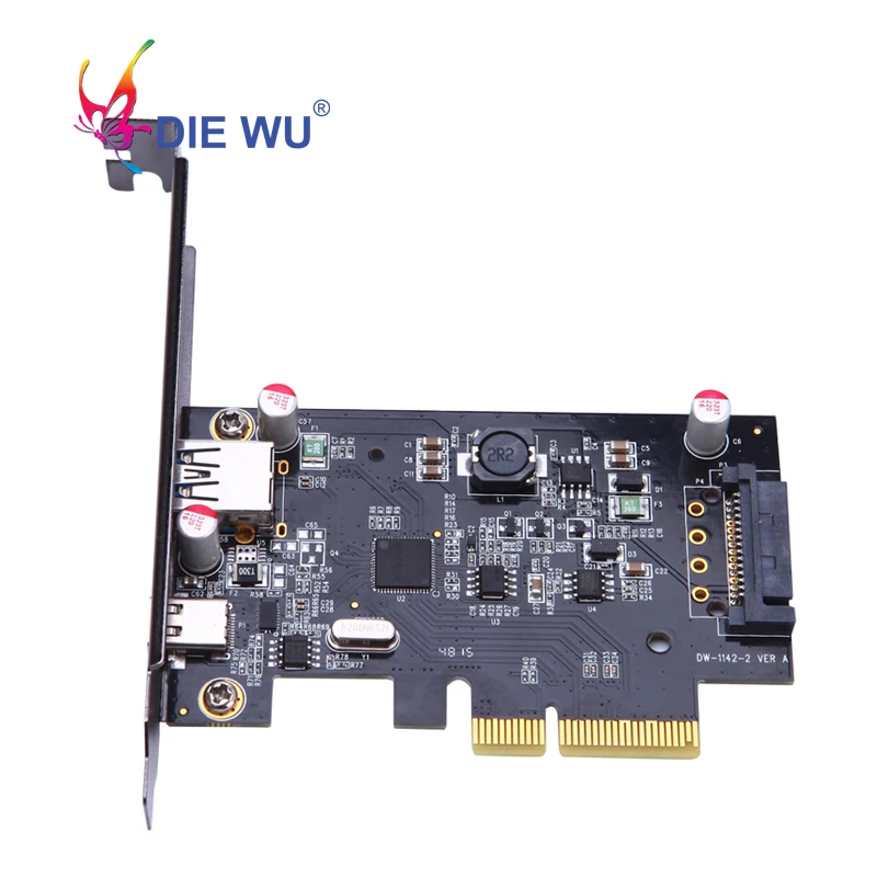 DIEWU PCI Express PCIe к usb type A Тип C Riser card adapter SATA 15pin разъем питания TXB052