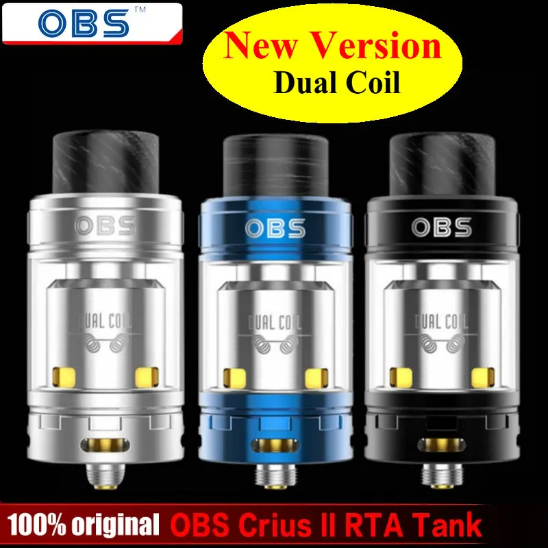 

Original OBS Crius II Dual Coil RTA tank 4ML Capacity Crius 2 Atomizer Reload RTA fit for 510 Thread 18650 Battery Box Mod