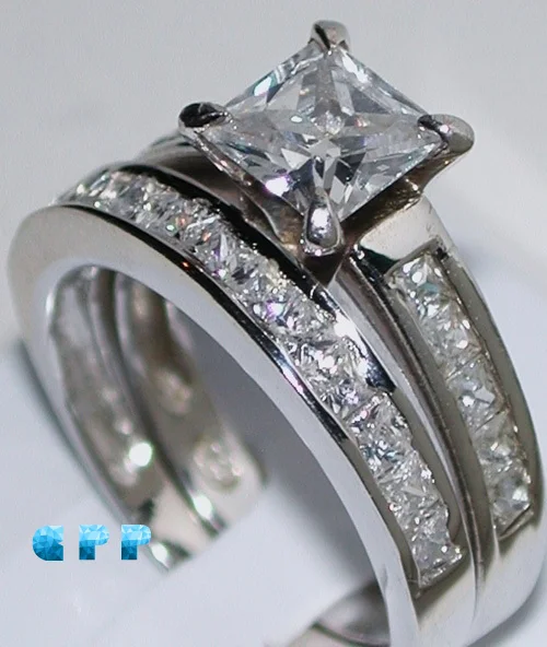 Queen Brilliance 2 Carat Princess Cut Best Quality Nscd Simulated Queen Brilliance 2 Carat Princess Cut Best Quality Nscd Simulated Diamond Engagement Ring Set Wedding