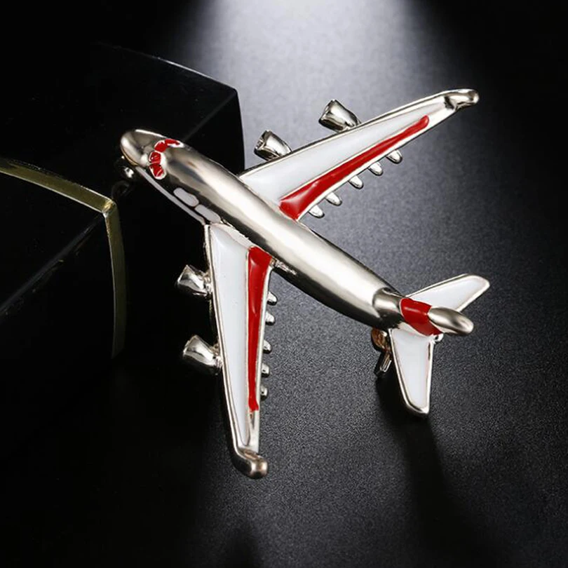 Little Enamel Plated Airplane Brooch Metal Badge Pins Clothes Clips CuteJewelryW 
