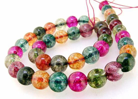 

Unique Pearls jewellery Store Charming 12MM Round Multicolor Tourmaline Color Quartz Gemstone Beads one Full Strand 15''
