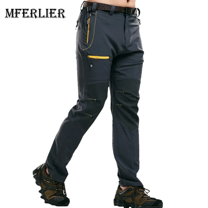 Mferlier Summer Mens Waterproof Pants Outdoor Quick Dry Thin Breathable