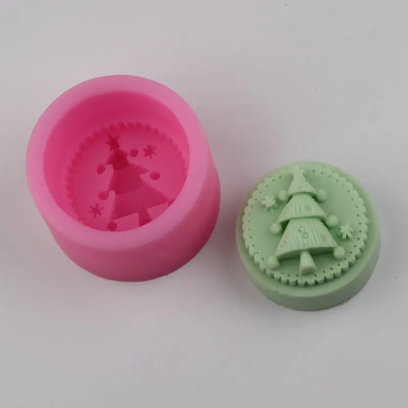 Рождественская елка, силиконовая форма для мыла, круглая форма для украшения торта, художественное мыло ручной работы
