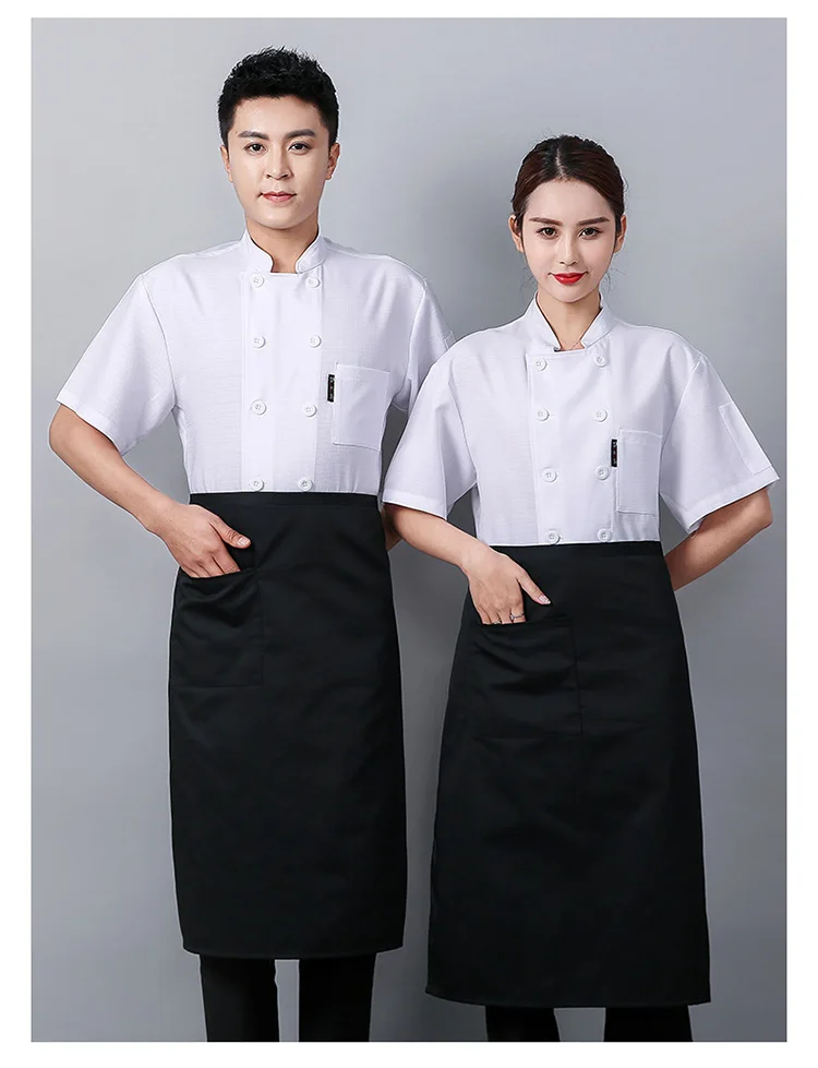 Шеф-повар униформа из хлопка и льна Для мужчин женские комбинезоны, создает Эфект старины, Парикмахерская простой дизайн логотипа на заказ для официантов и официанток; одежда