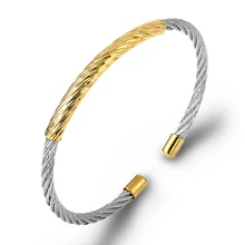 Famous Brand Punk Black Silver Cable Wire Designers Bangles Thin Braided Cuff Bracelet For Women Stainless Steel Jewelry Gifts new arrival spring wire line colorful titanium steel bracelet stretch stainless steel cable bangles for women
