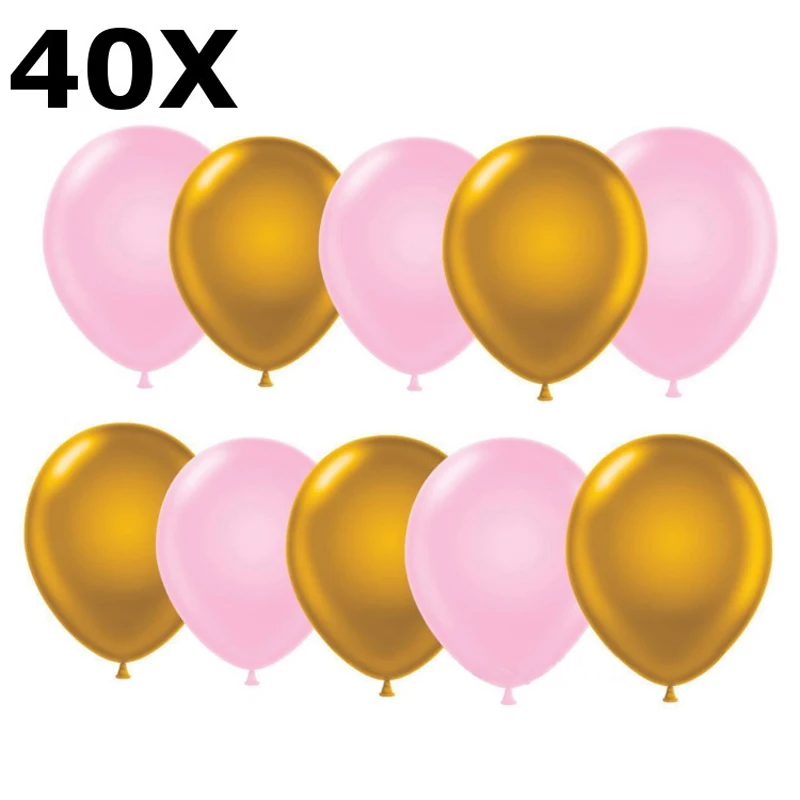 40Pcs Latex Metallic Balloons Gold Pink Latex Balloons for Birthday Festival Party Decoration Event Party Supplies