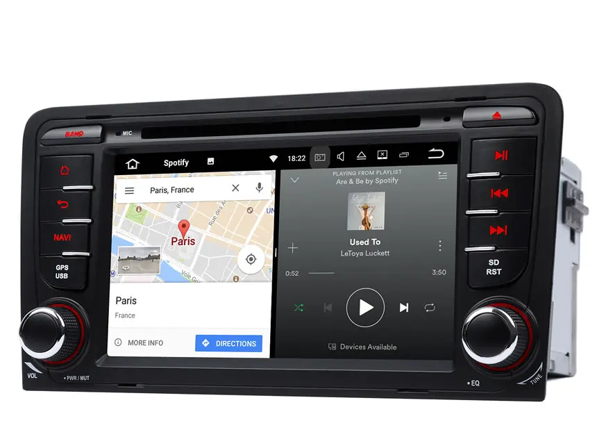 Perfect 7" Octa Core Android 8.0 Oreo OS Car DVD Multimedia GPS Radio for Audi A3 2003-2012& S3 2003-2012 with Split Screen Mode Support 3