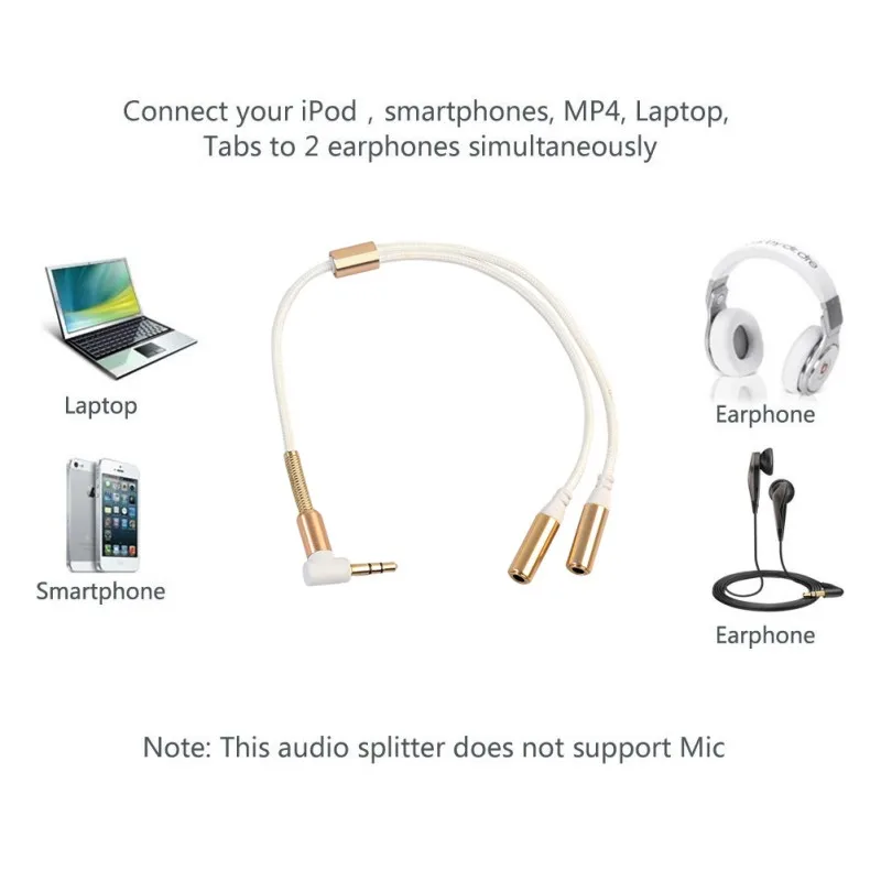 3.5mm Audio Stereo Y Splitter Cable 3.5mm Male to 2 Port 3.5mm Female for Earphone Headset Splitter Adapter for Smart Phone 3.5mm Audio Stereo Y Splitter Cable 3.5mm Male to 2 Port 3.5mm Female for Earphone Headset Splitter Adapter for Smart Phone