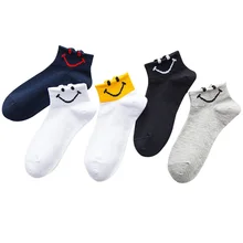 5 пар, женские короткие носки, лето-осень, повседневные носки со смешным смайликом, женские хлопковые носки, Calcetines, милые носки для девочек в стиле Харадзюку