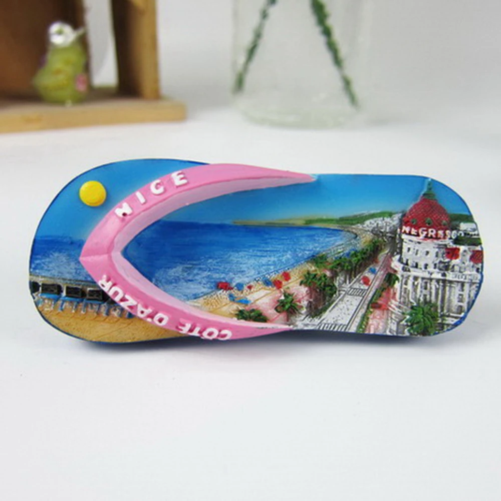 France Nice British Boulevard Tourist Fridge Flip flops Shaped Resin Refrigerator