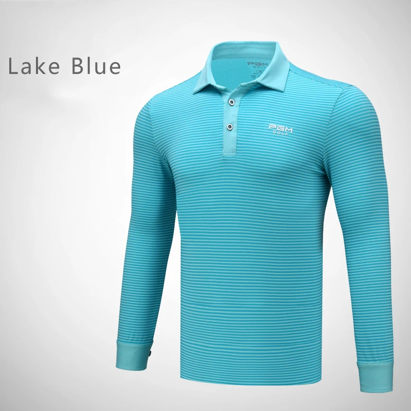 Одежда Для Гольфа Мужская рубашка футболка с длинным рукавом Осень Зима Джерси Спортивная полосатая одежда - Цвет: Lake blue