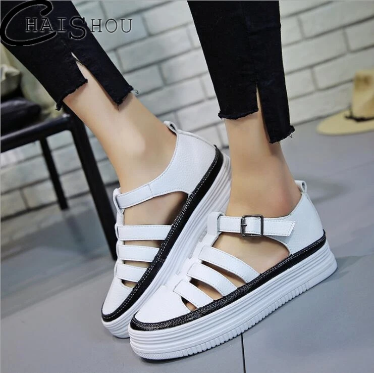 

High quality New Women Sandals Casual Shoes Woman Platform Ladies Sandals Student flat Breathable white shoes Zapatos Tenis U317