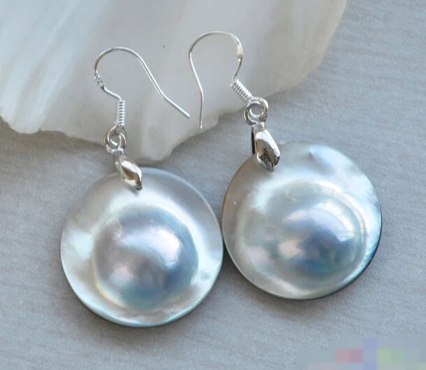 

Hot selling> free shipping 12284 GRAY SOUTH SEA MABE PEARL DANGLE EARRING -Bride jewelry free shipping