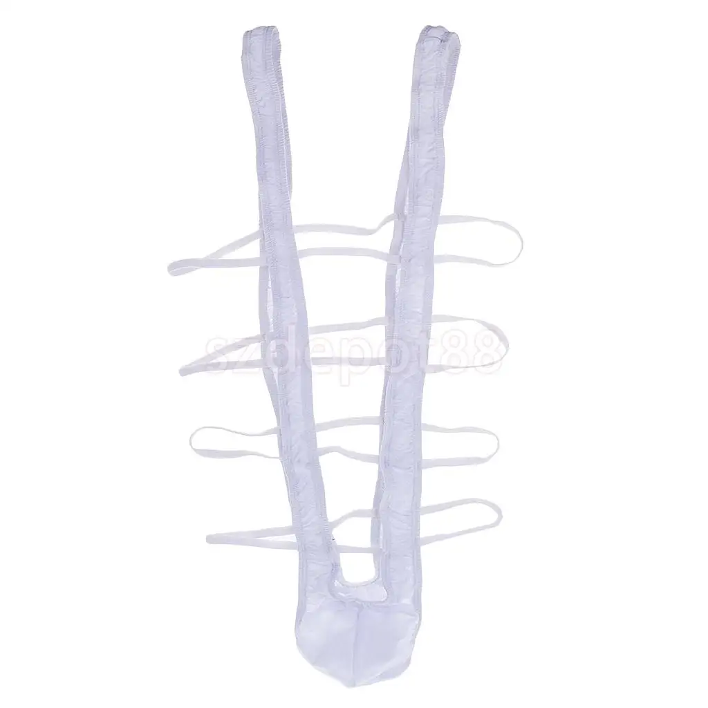 Men Sexy Pouch Thong Underwear Borat Mankini Harness Bikini Lingerie White/Black