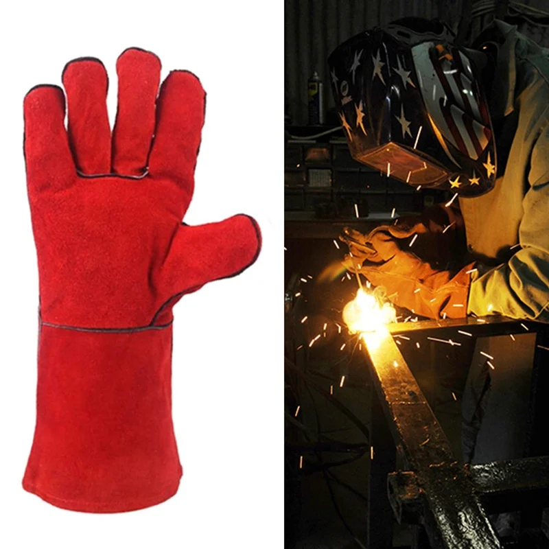 

Leather Welding Gloves-Heat/Fire Resistant, for Welder/Oven/Fireplace/Animal Handling/BBQ