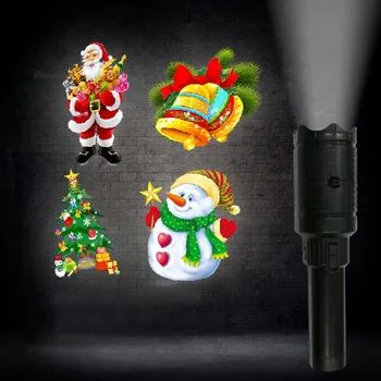 

BEIAIDI 4 Patterns Rechargeable Christmas Projector Flashlight Outdoor Portable Projection Lamp For Birthday Party Halloween