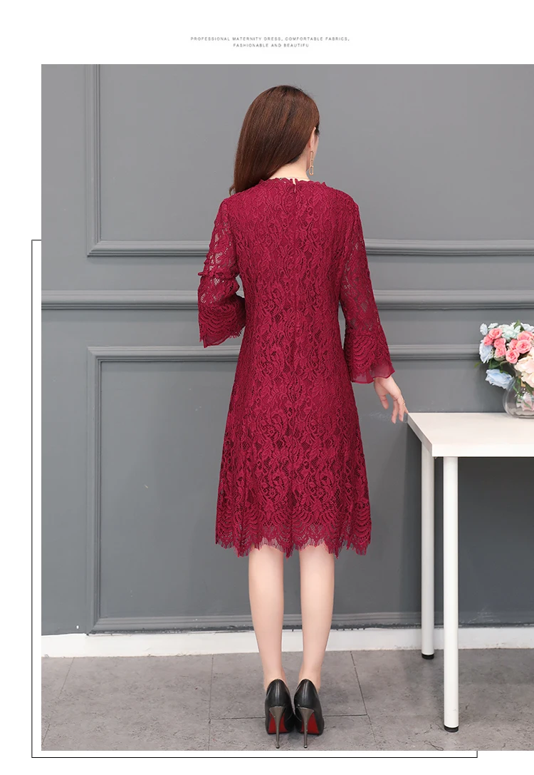 1909 Dress Women Plus Size 4XL Elegant Vintage Long Flare Sleeve Lace Dress Women Spring Autumn Maxi Long Dress Vestidos Mujer 4