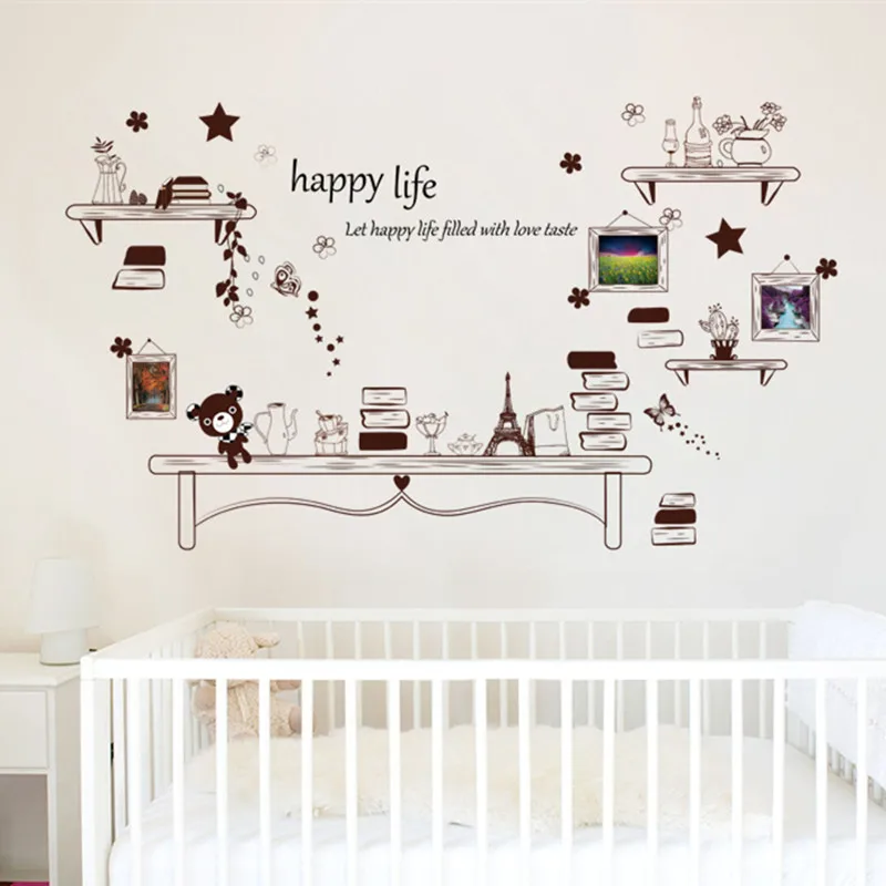 Creative bear desk photo wall stickers for kids rooms bedroom study