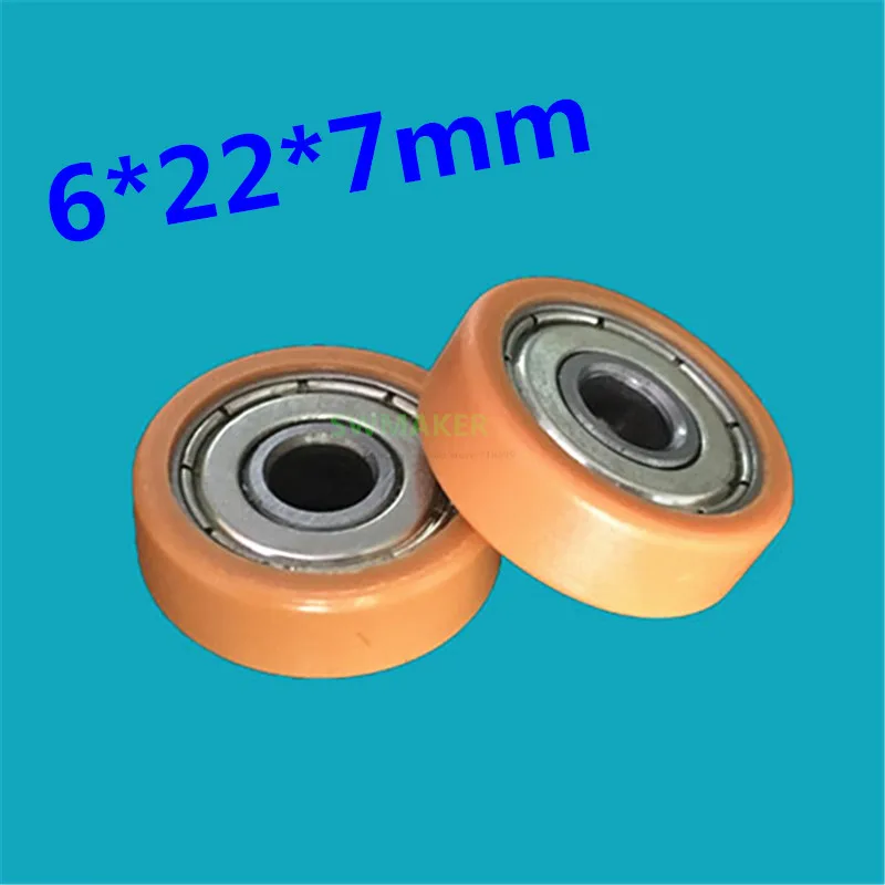 

SWMAKER 1pcs 6*22*7mm F type idler pulley ball bearings 626 bearing POM flat slide Bathing room wheel Good Quality Orange