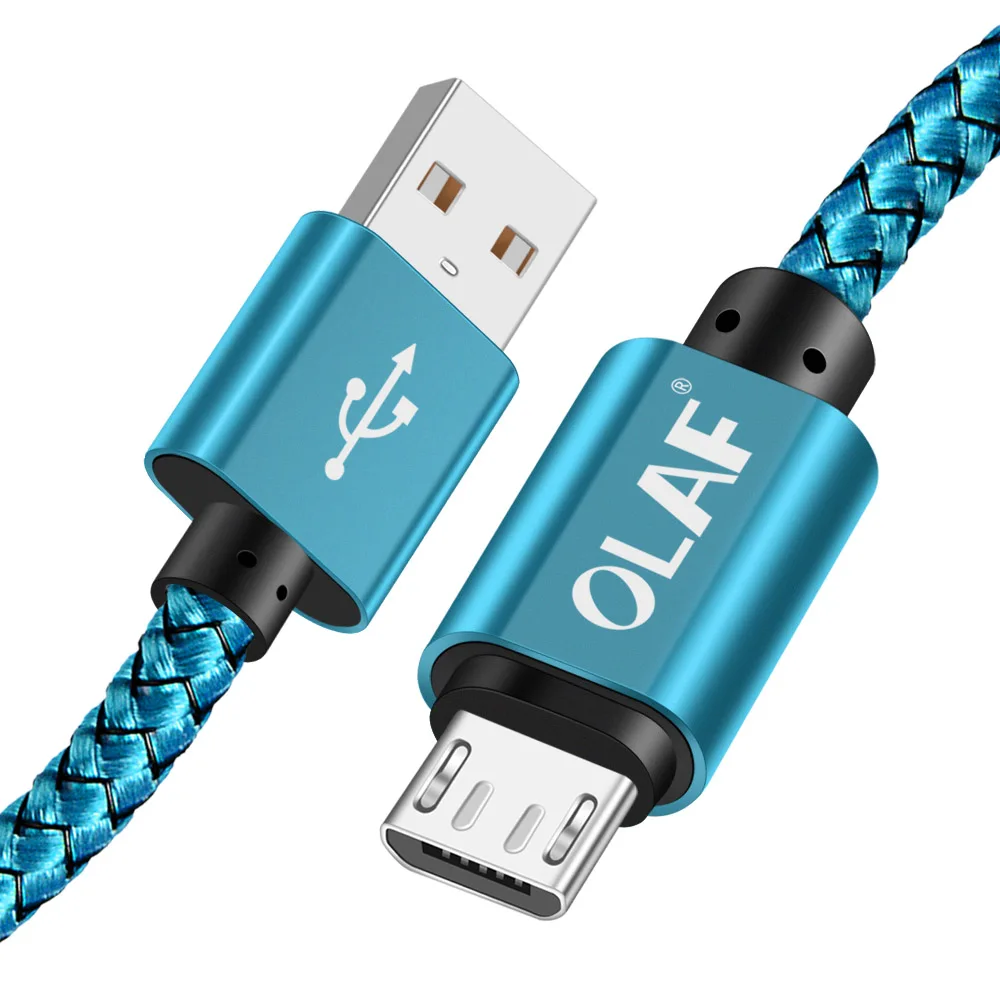 Олаф Кабель Micro-usb 5V 2.4A Плетеный быстрое зарядное устройство кабель передачи данных для быстрой зарядки для samsung huawei Max микро usb кабель для мобильного телефона - Цвет: Blue