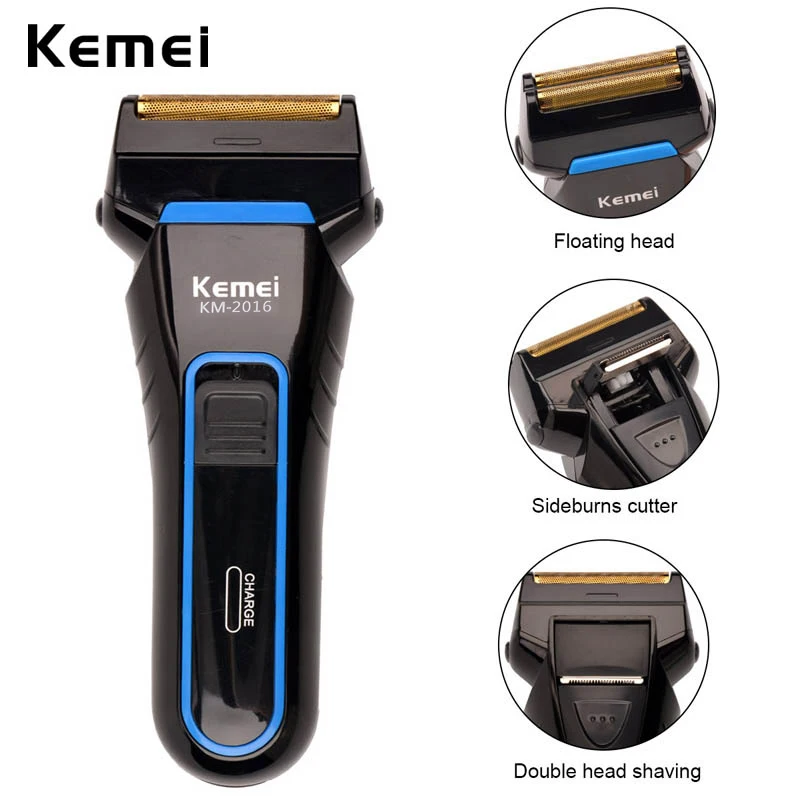 Продажа Kemei Мужская электрическая бритва для волос, перезаряжаемая, возвратно поступательная, с двойными лезвиями, бритва, триммер для хлеба, плаваю...