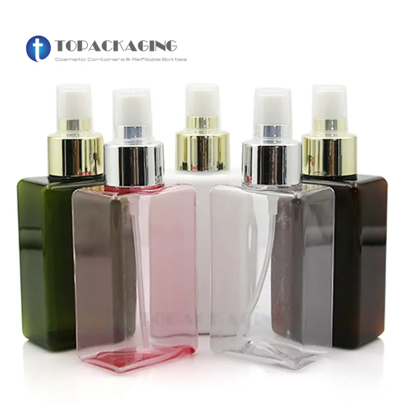 

20pcs*100ML Spray Pump Square Bottle Empty Cosmetic Container Plastic Perfume Refillable Packing Mist Atomizer Anodized Aluminum