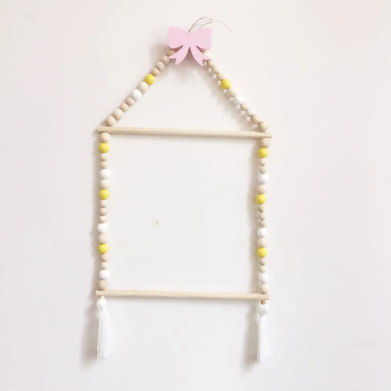 INS Nordic Wood Key Rack Hook Stick Wall Hang Beads Hanger Child Nursery Room Decoration Clothing Hat Photography Home Craft - Цвет: F