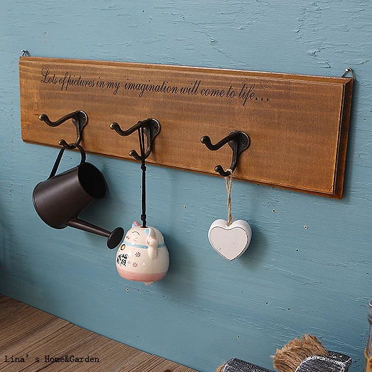 Farmhouse Fashion Vintage Retro Finishing Handmade Coat Hook Wall Rack