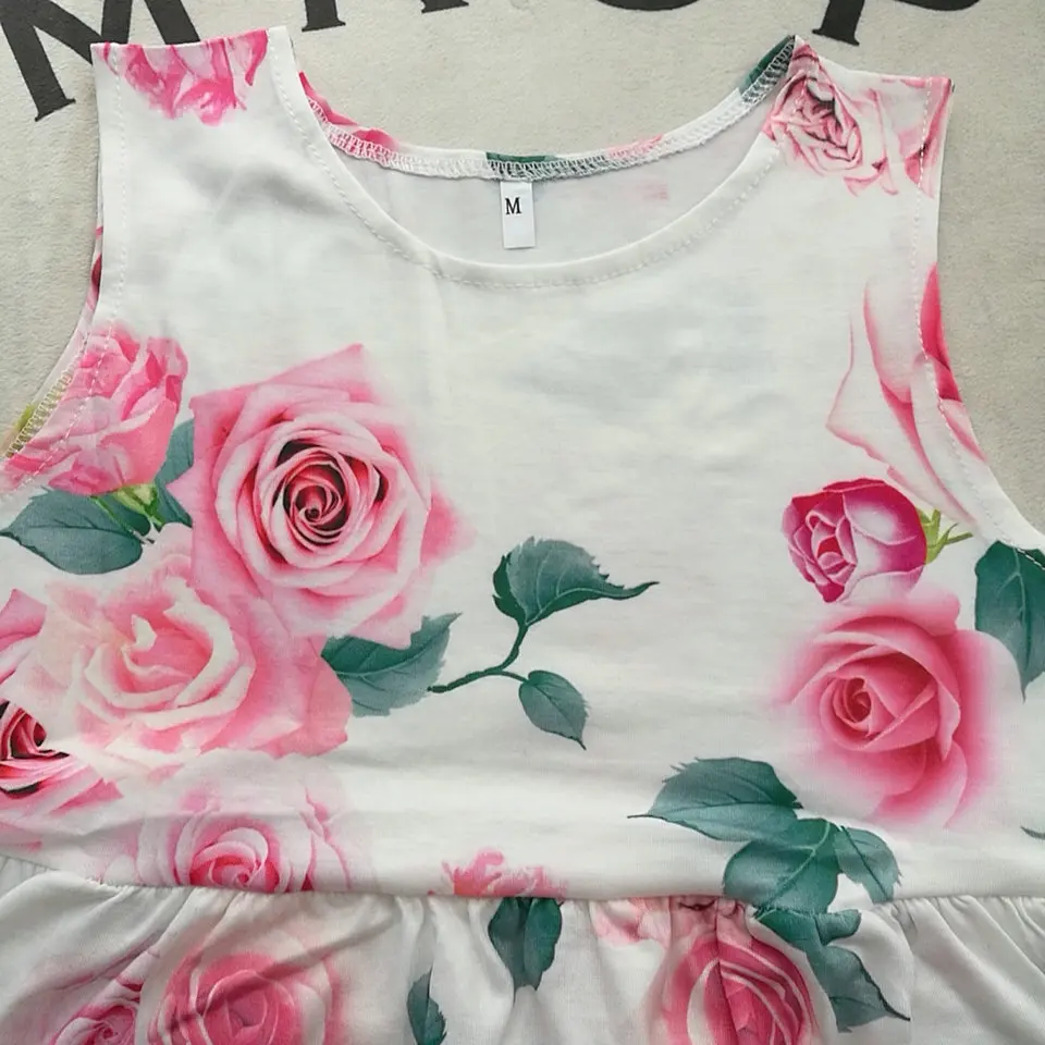 Family Look Women Matching Mother And Daughter Clothes Sleeveless Floral Dress For Mommy And Me Kids Girls Mom Daughter Dresses (7)