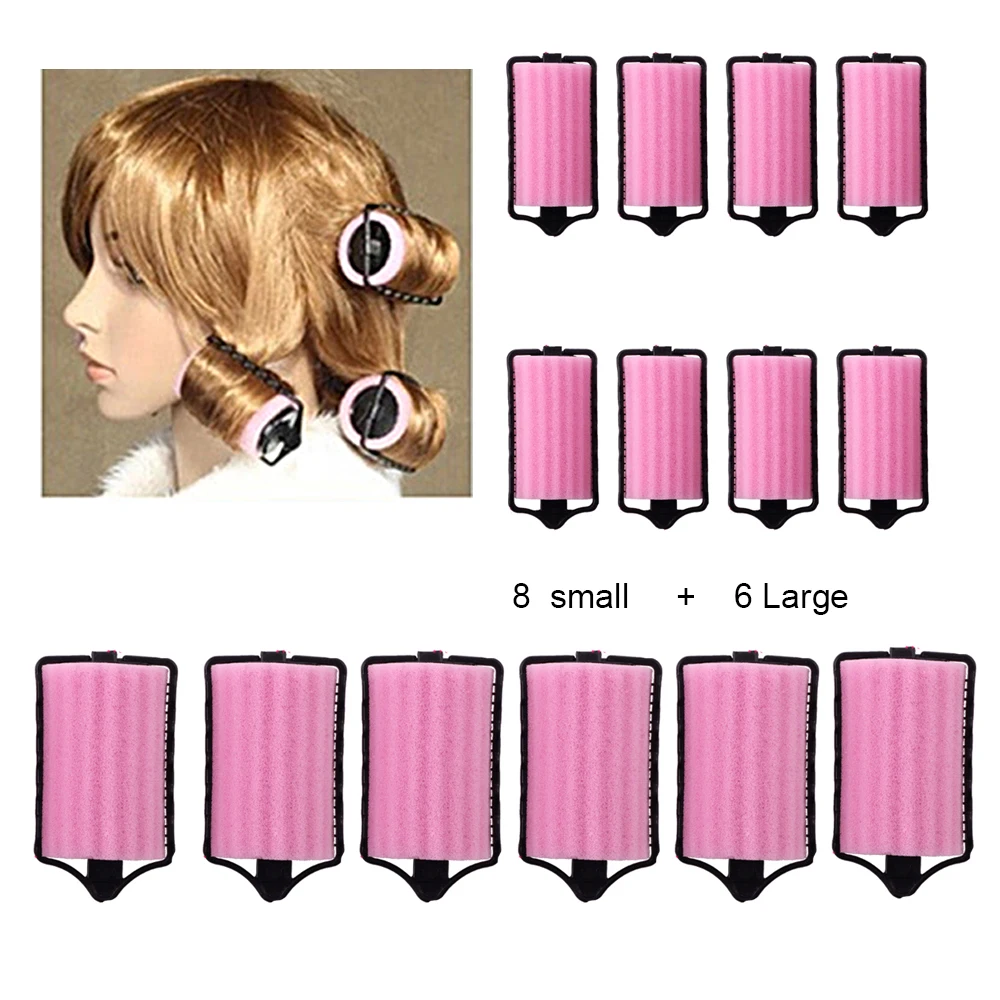 14pcs Foam Hairdressing Curlers Sponge Foam Hair Roller Magic DIY Styling Tool Sleeping Beauty