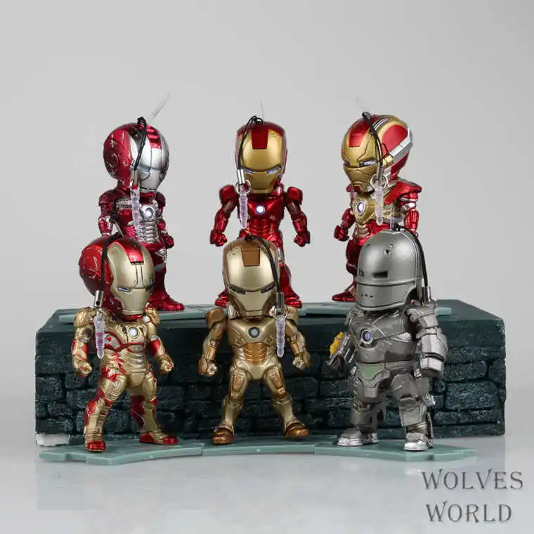 HKXZM Movie 6PCS/SET Iron Man 3 Light and Figures MK1 5 7 17 21 42 PVC Figure Collectible Toys Model | Игрушки и хобби