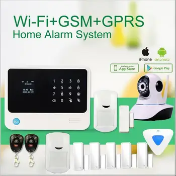 

Touch keypad Smart home alarm with App control G90B plus Wifi GSM alarm system work with wifi ip cameras/ wireless siren