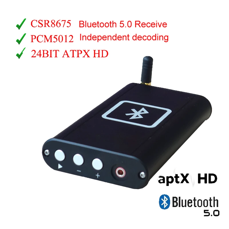 APTX HD CSR8675 Bluetooth 5.0 Audio Received Wireless PCM5102 DAC Decoder 24bit Adapter headphone amplifier with battery in case